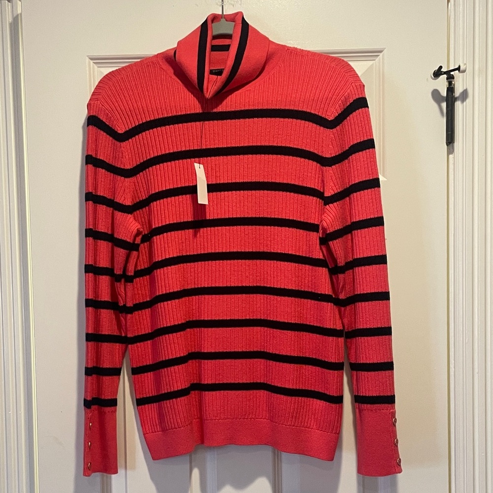 Talbots dark coral and navyTurtleneck Sweater